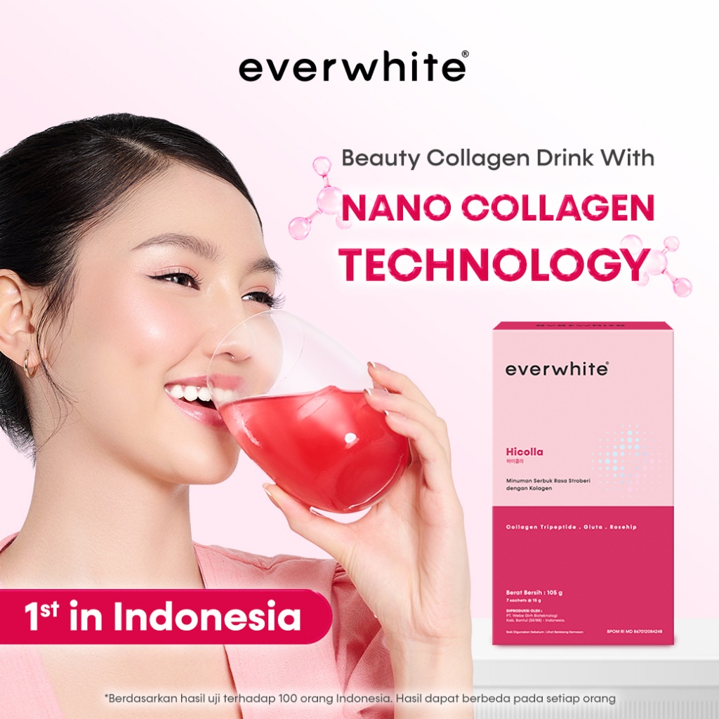 Jual Everwhite Hicolla Minuman Serbuk Rasa Strawberry Dengan Kolagen