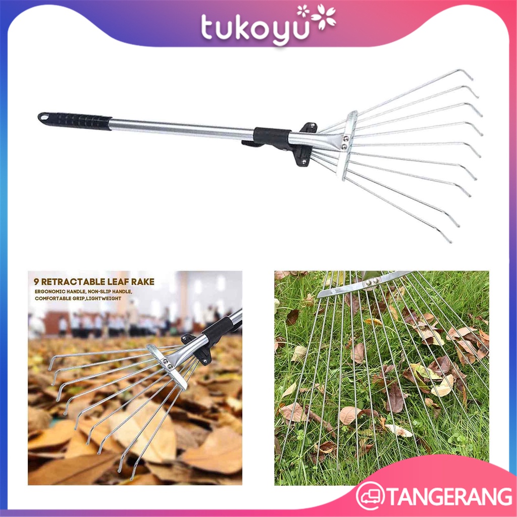 Jual Penggaruk Daun Teleskopik Sapu Garuk Besi Scalable Garden Rake