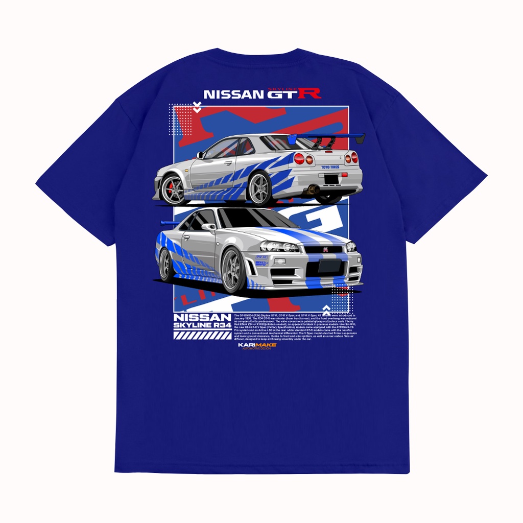 Jual KARIMAKE Kaos Baju Mobil NISSAN SKYLINE R34 2 FAST 2 FURIOUS BRIAN