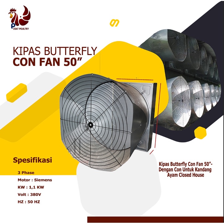 Jual Kipas Butterfly Cone Fan 50 Inch Box Fan 3 Phase Motor Siemens