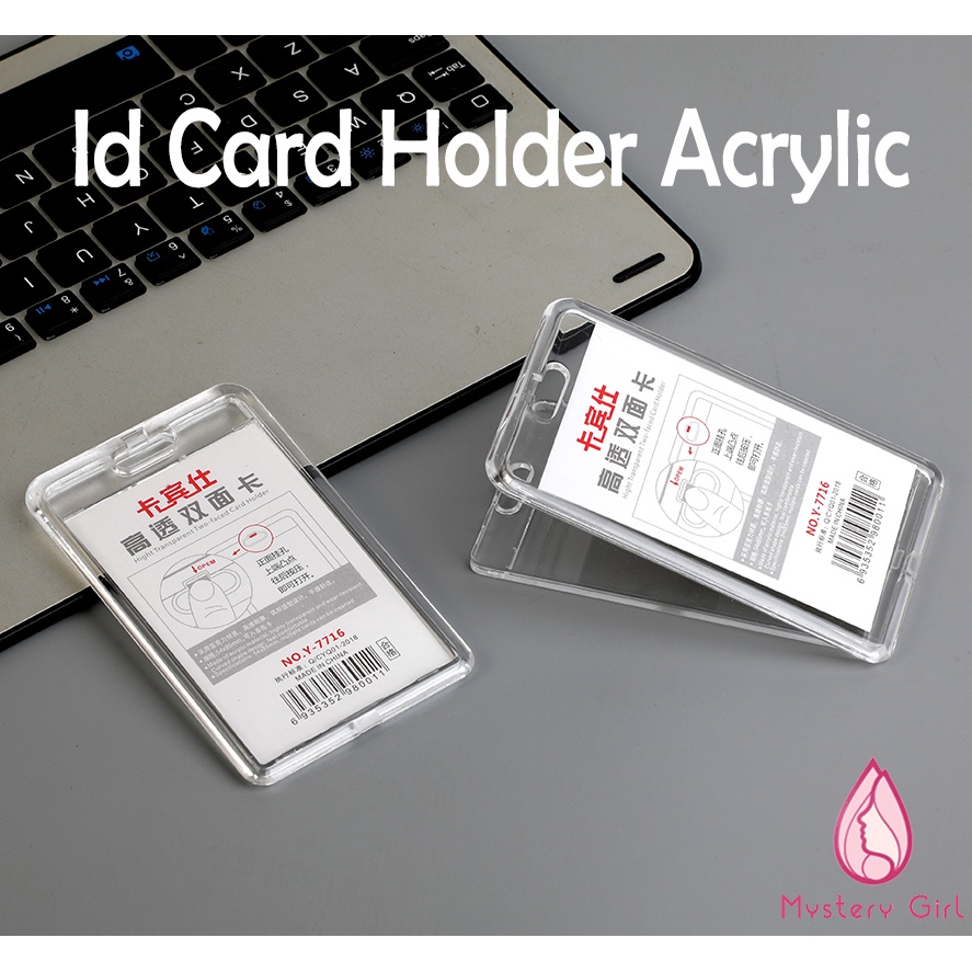 Jual Acrylic Id Card Holder Akrilik Bening Transparan Badge Name Tag