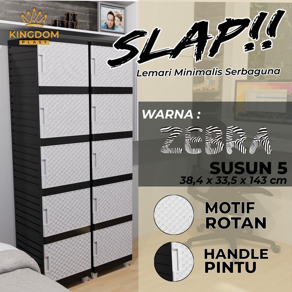 Jual LEMARI PAKAIAN MINIMALIS LACI SLAP ZEBRA HITAM PUTIH KINGDOM