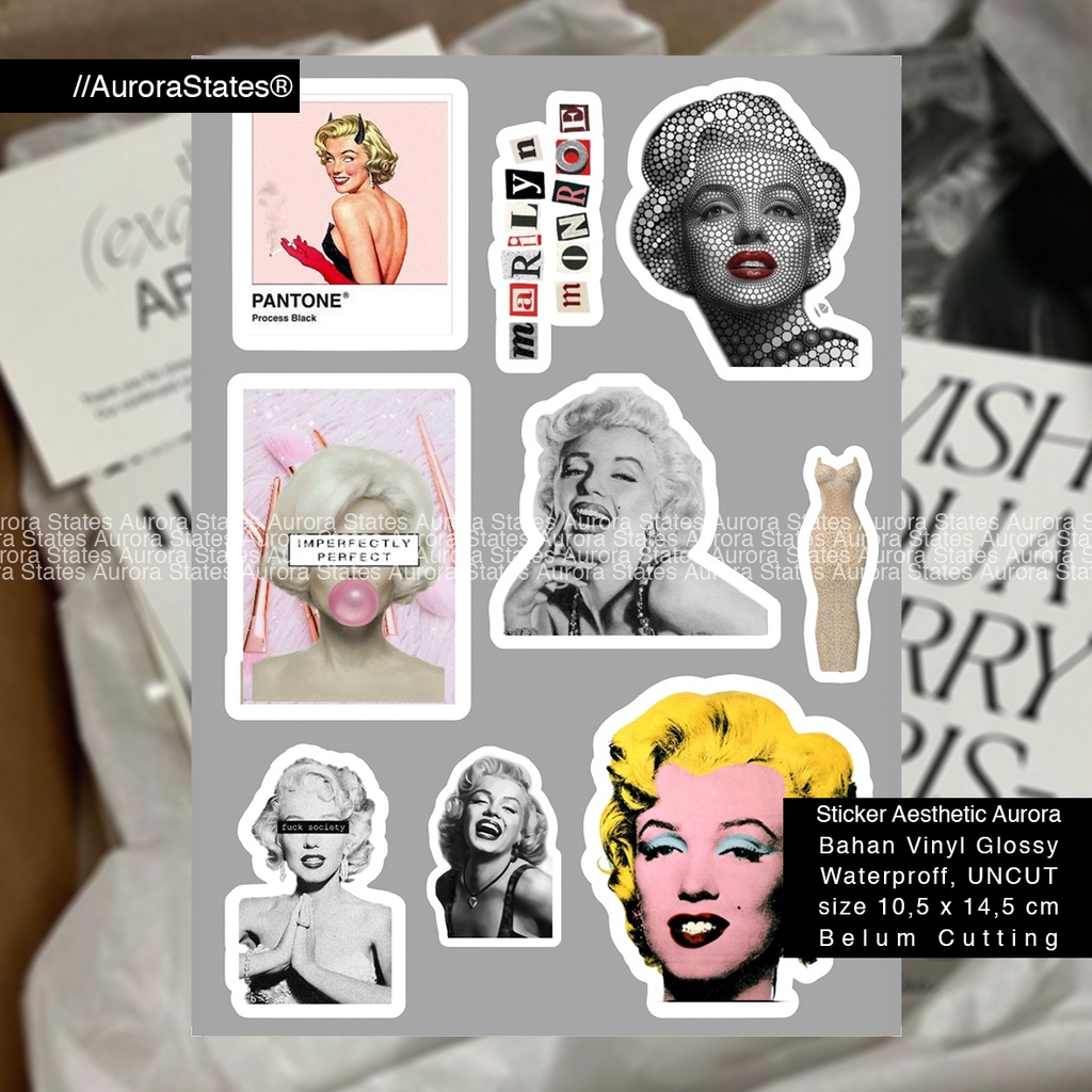 Jual Sticker Marilyn Monroe Vintage Aesthetic Sticker Power Stuff For