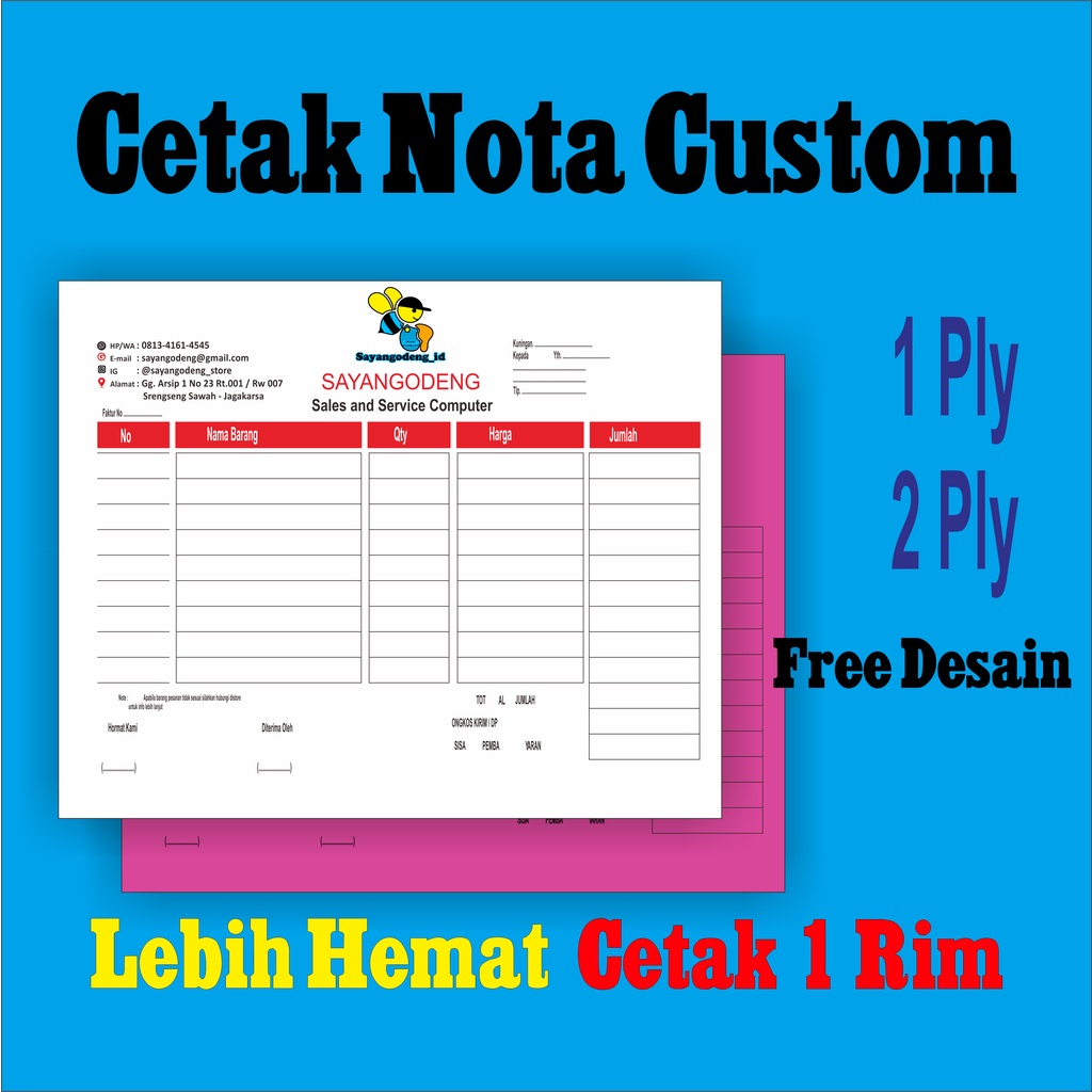 Jual Cetak Nota Rim Ply Rangkap Nota Surat Jalan Form Ply