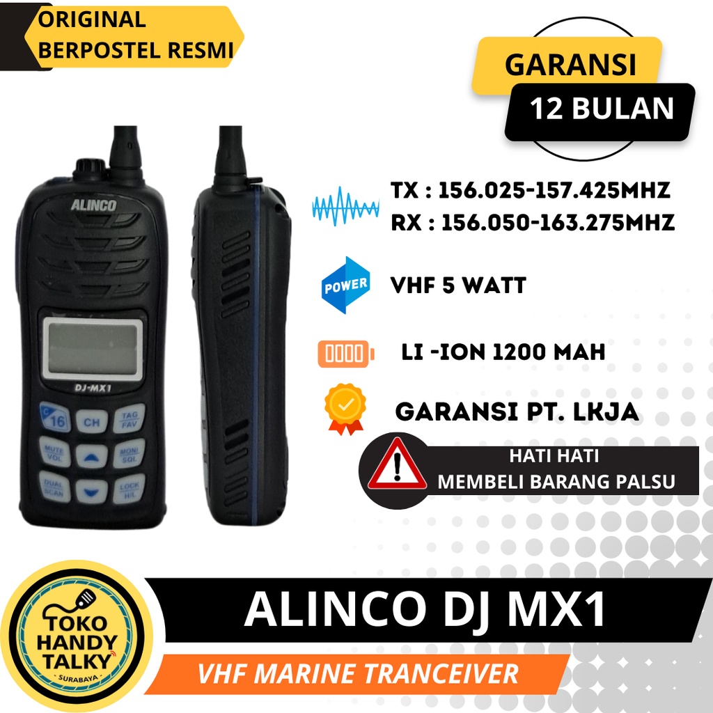 Jual HANDY TALKY ALINCO DJ MX1 MX1 VHF HT MARINE KAPAL LAUT WATERPROOF