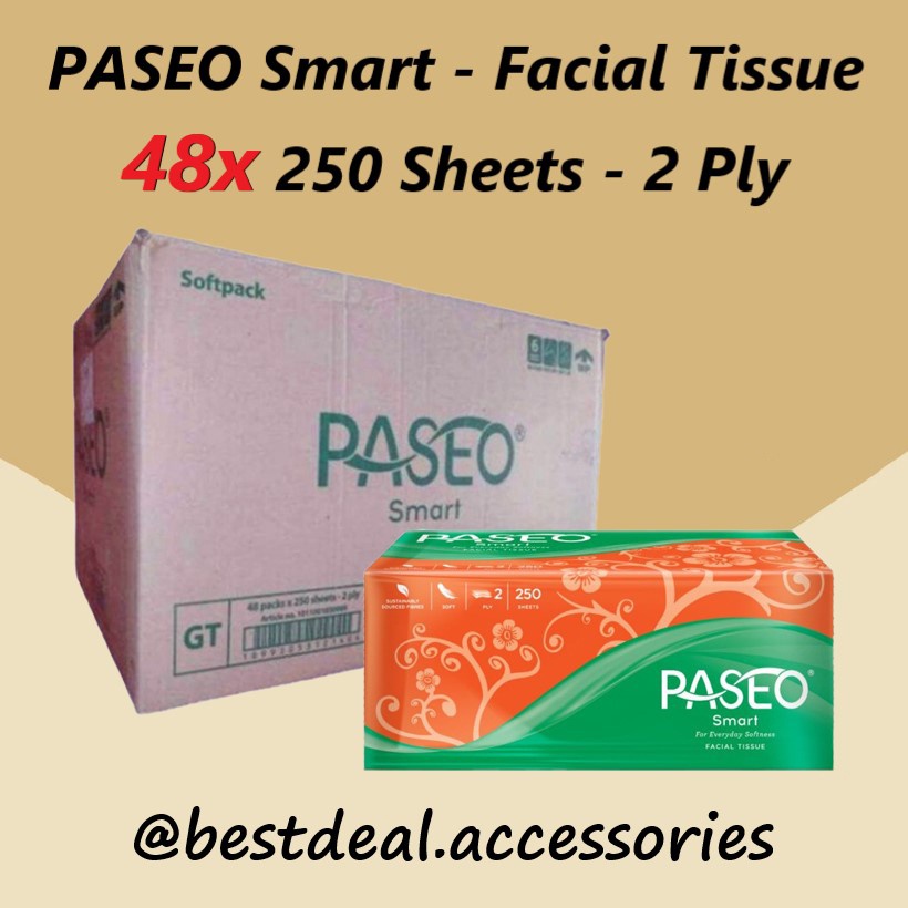 Jual 48 Pack Paseo Smart Soft Facial Tissue Tisu 250 Sheets 2 Ply