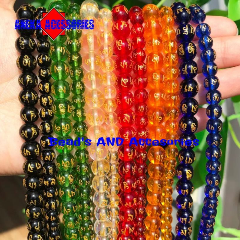 Jual 1String Manik Manik Batu Mantra Budha Tibet Bahan Membuat Gelang