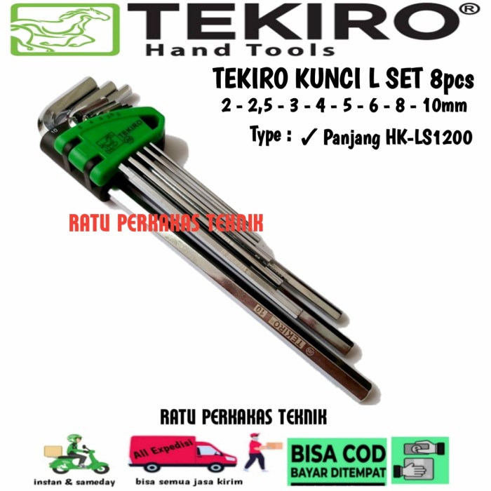 Jual Kunci Kunci L Set 8 Pcs Tekiro Panjang Hk Ls1200 Original Shopee