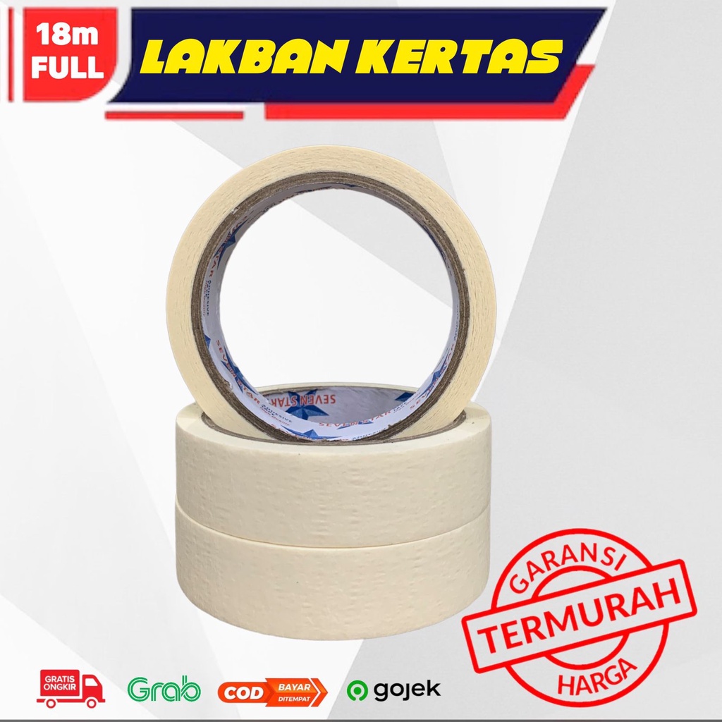 Jual Lakban Kertas 1 Inch MAsing Tape 24mm 18 Meter Masking Tape 1