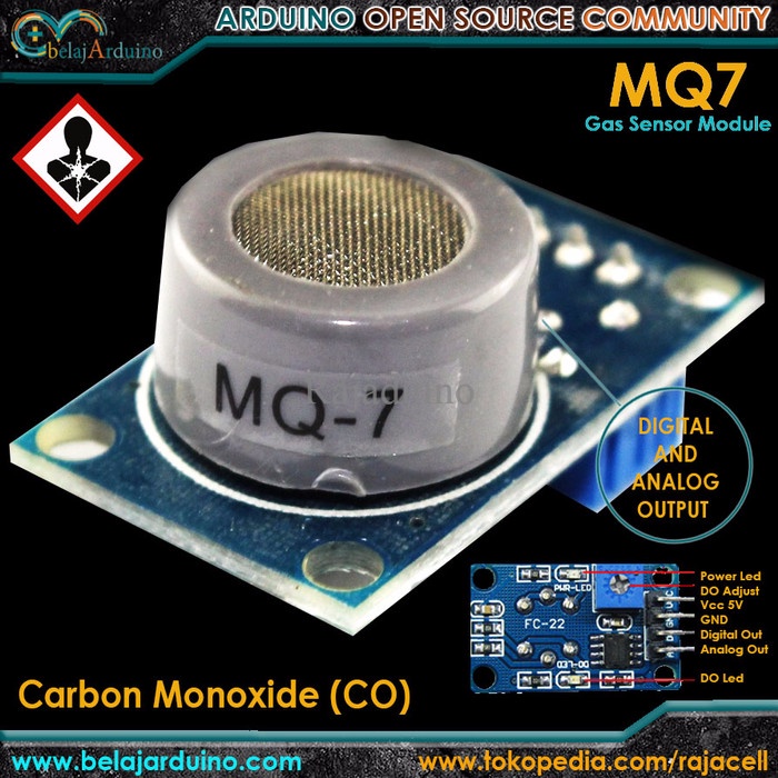 Jual Sensor Sensor Mq 7 Mq7 Carbon Monoxide Gas Karbon Monoksida For