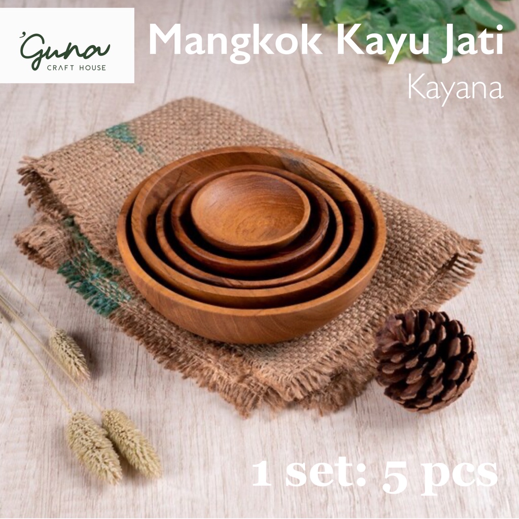 Jual Mangkok Kayu Jati Kayana Natural Teak Wooden Bowl Mangkuk