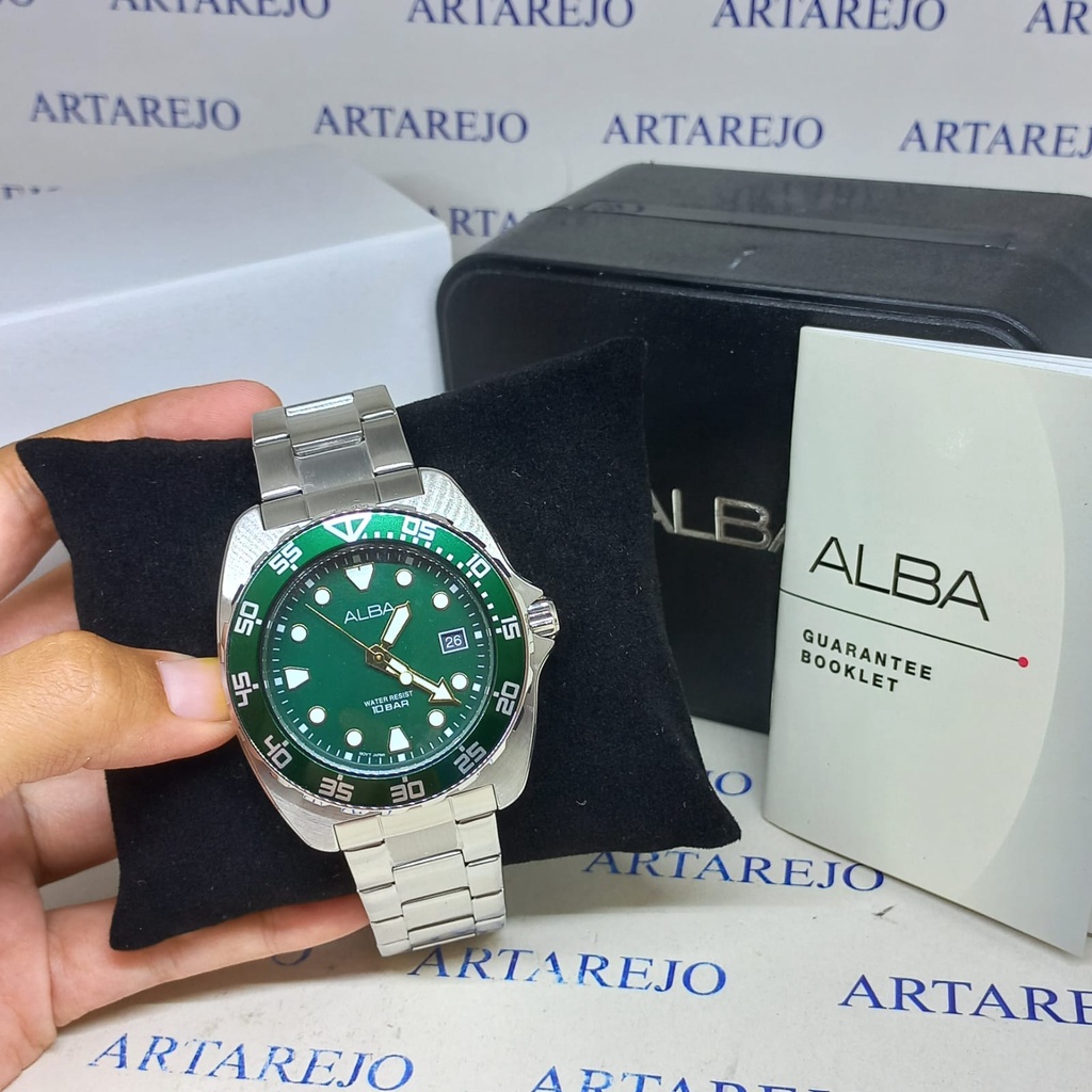 Jual JAM TANGAN PRIA ALBA AS9M87X1 Stainless Green Dial AS9M87 ORIGINAL