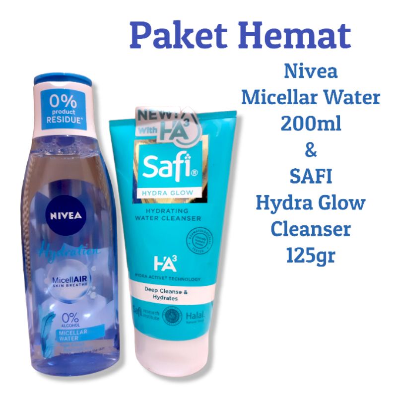 Jual Paket Hemat Nivea Micellar Water Safi Hydra Glow Cleanser Shopee