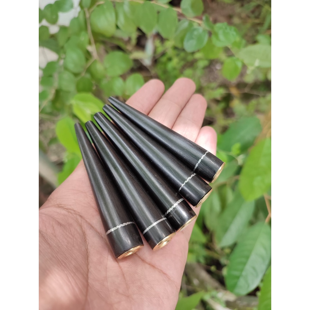 Jual Pipa Once Mini Kayu Kelor Hitam Variasi Timah Panjang Cm