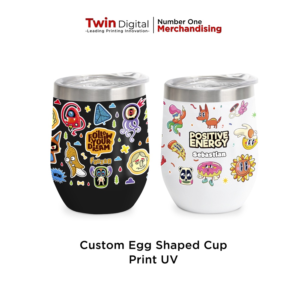 Jual Twindigital Custom Mug Egg Shaped Gelas Kopi Cangkir Teh Tahan