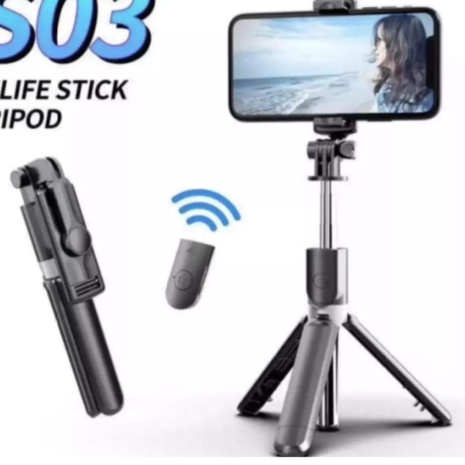 Jual Best Product TRIPOD TONGSIS 3 IN 1 S03 SELFIE STICK INTEGRATED