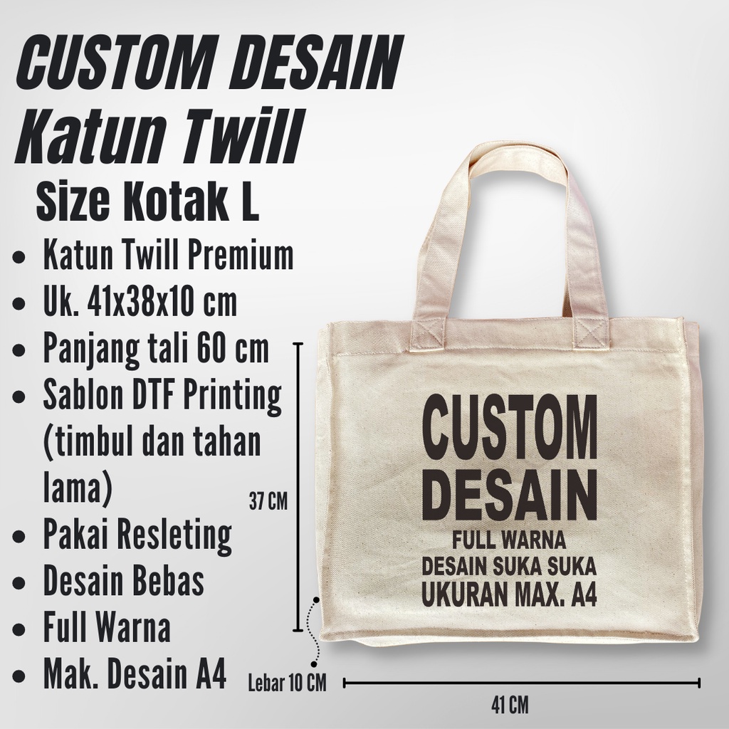 Jual Tote Bag Custom Grosir Kanvas Tebal Premium Serat Twill Totebag