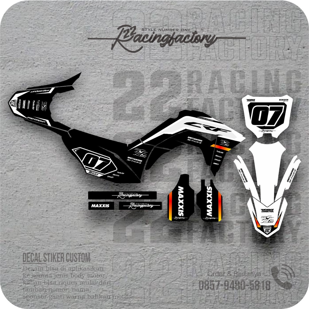 Jual Decal Stiker Crf Fullbody Custom Bisa Tambah Nama Nomor Sponsor