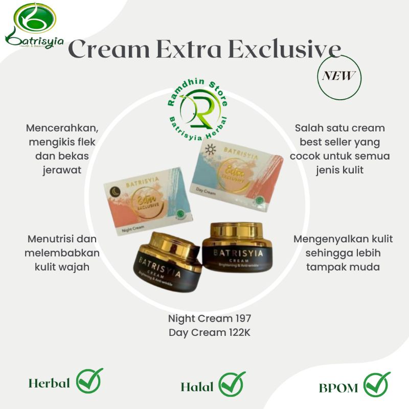 Jual Batrisyia Herbal Skincare Cream Extra Exclusive Cocok Untuk Semua