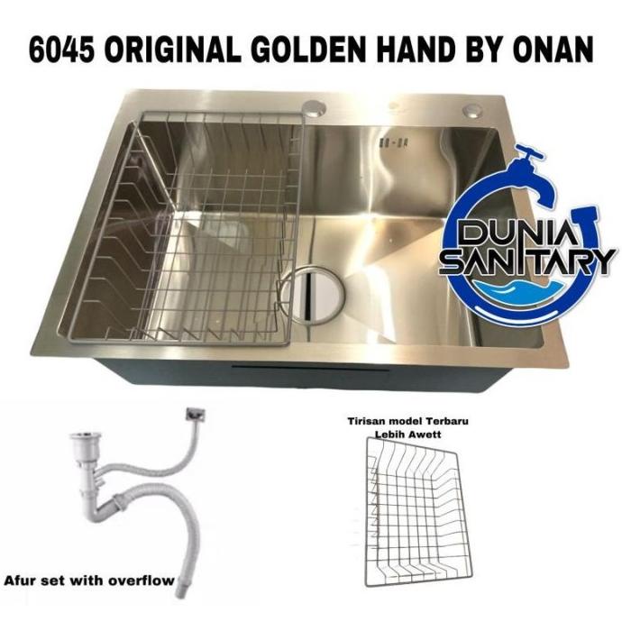 Jual PAKET KITCHEN SINK GOLDEN HAND 6045 BY ONAN BAK CUCI PIRING