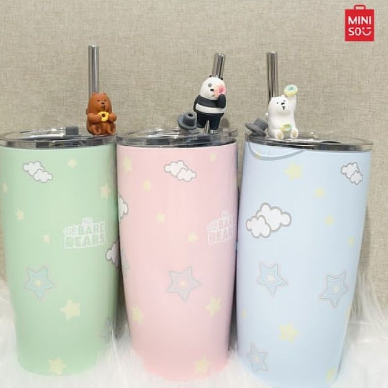 Jual Miniso We Bare Bears Collection Steel Tumbler With Straw