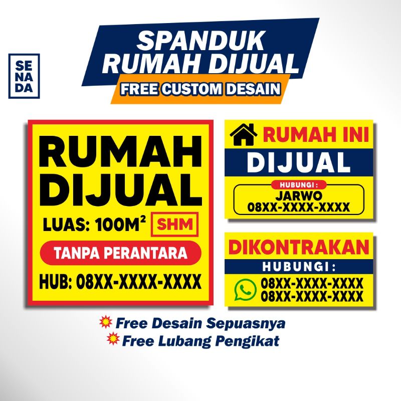 Jual Spanduk Rumah Dijual Ruko Dikontrakkan CUSTOM Banner Spanduk