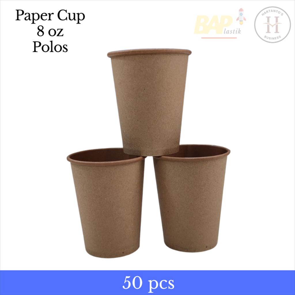 Jual Paper Cup Kraft 8 Oz TP POLOS Gelas Kertas Sekali Pakai Gelas Kopi