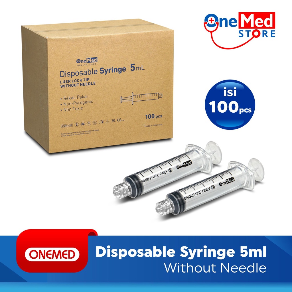 Jual Syringe 5 Cc Without Needle Onemed Tanpa Jarum Box 100 Pcs