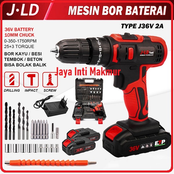 Jual Mesin Bor Cordless Jld Mm Baterai V A Untuk Beton Besi Kayu