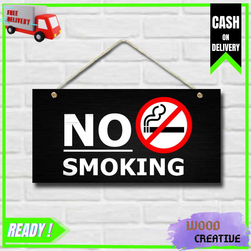 Jual Sign Board Papan Nama Kayu Tanda No Smoking Dilarang Merokok