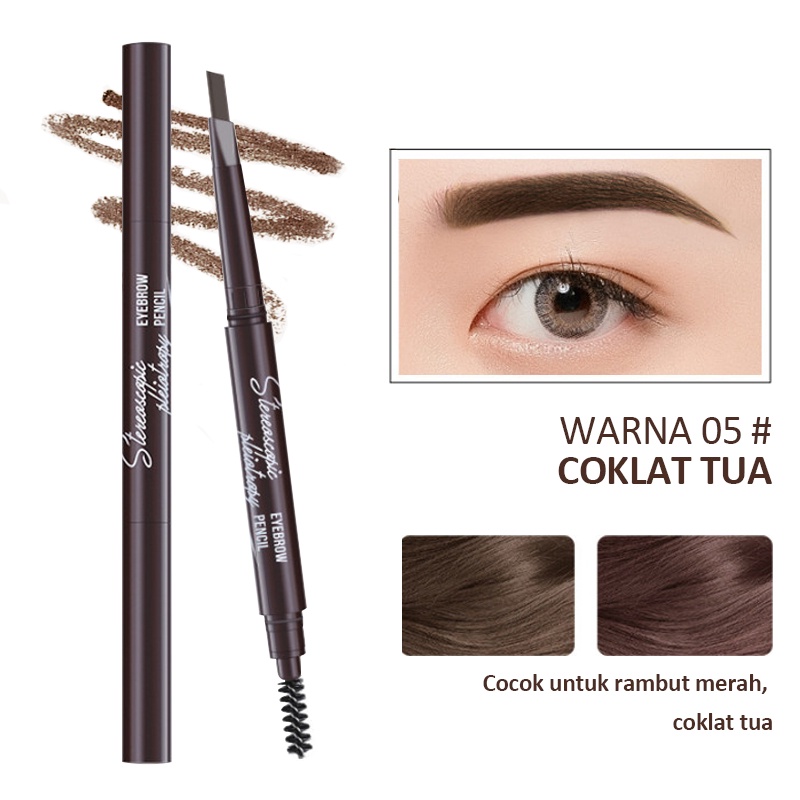 Jual SANIYE 3 Warna Pensil Alis Otomatis 2 In 1 Riasan Mata Eyebrow