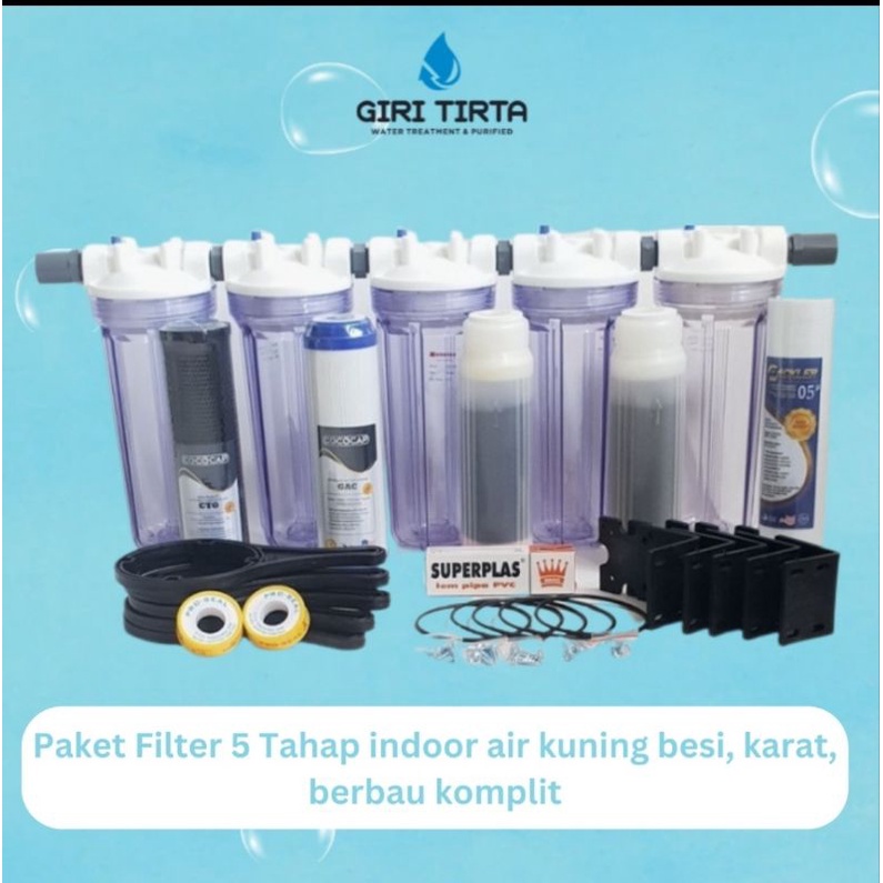 Jual Giri Tirta Paket Filter Air Zat Besi Tinggi 5 Tahap Housing