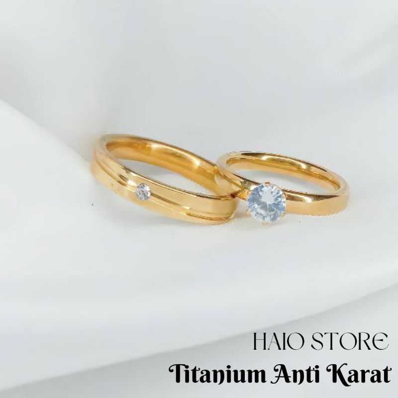 Jual Baru Cincin Couple Pasangan Tunangan Nikah Pria Wanita Titanium