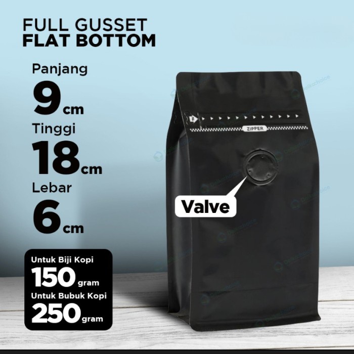 Jual Standing Pouch Kemasan Roast Kopi Full Gusset Valve Katup