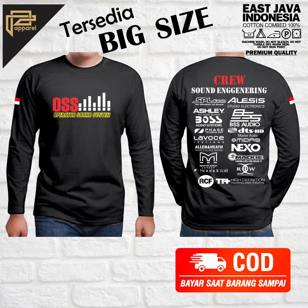 Jual Kaos Pria Crew Operator Sound System Audio Lengan Panjang Terbaru