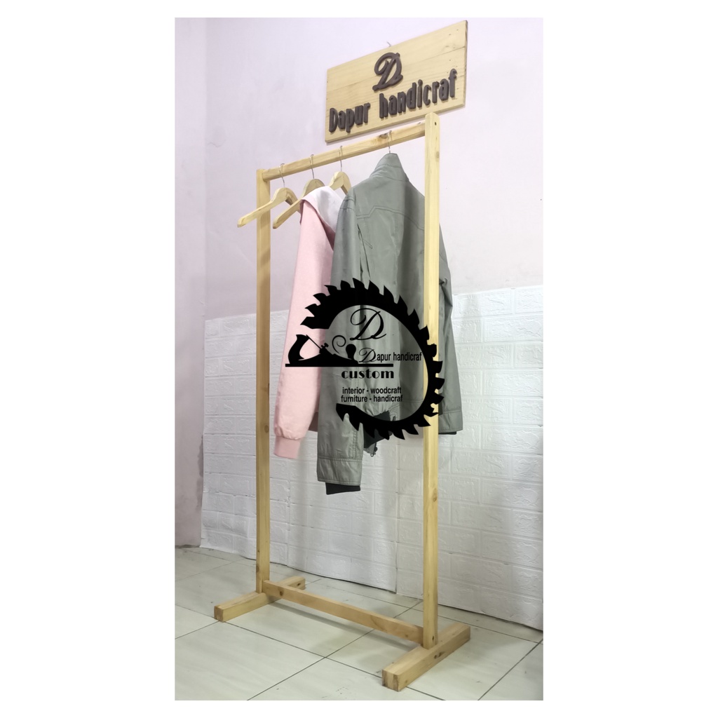 Jual STAND HANGER KAYU PERNIS MINIMALIS GANTUNGAN BAJU MINIMALIS