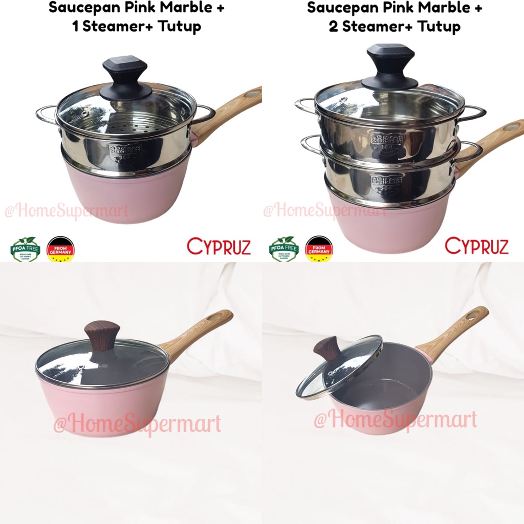 Jual Saucepan 16cm 18cm Cypruz Sauce Pan Marble Pink Penggorengan