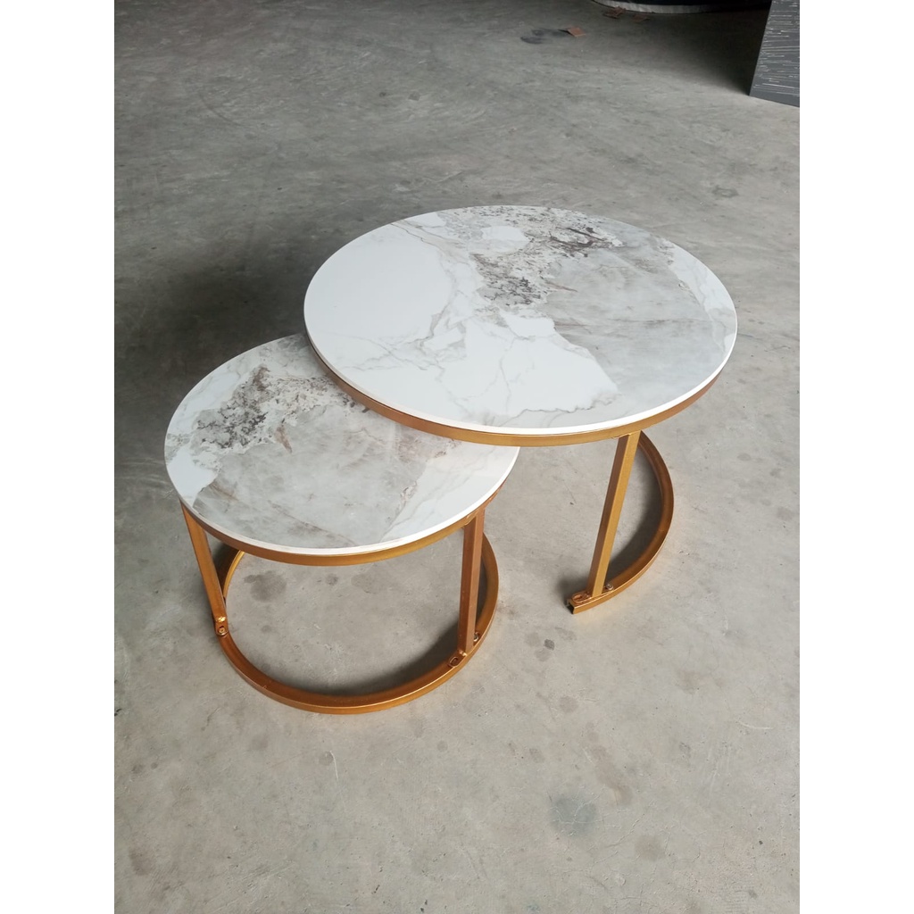 Jual Meja Tamu Coffee Table Import Nesting Table Marmer Gold Shopee