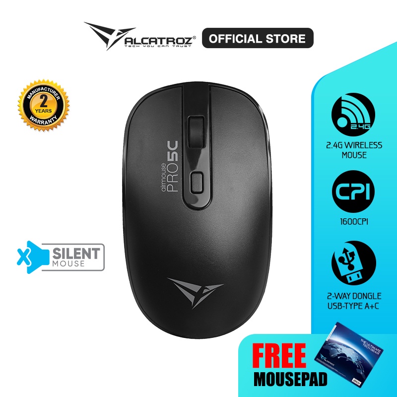 Jual Mouse Wireless Alcatroz Airmouse Pro C Silent Click Wireless