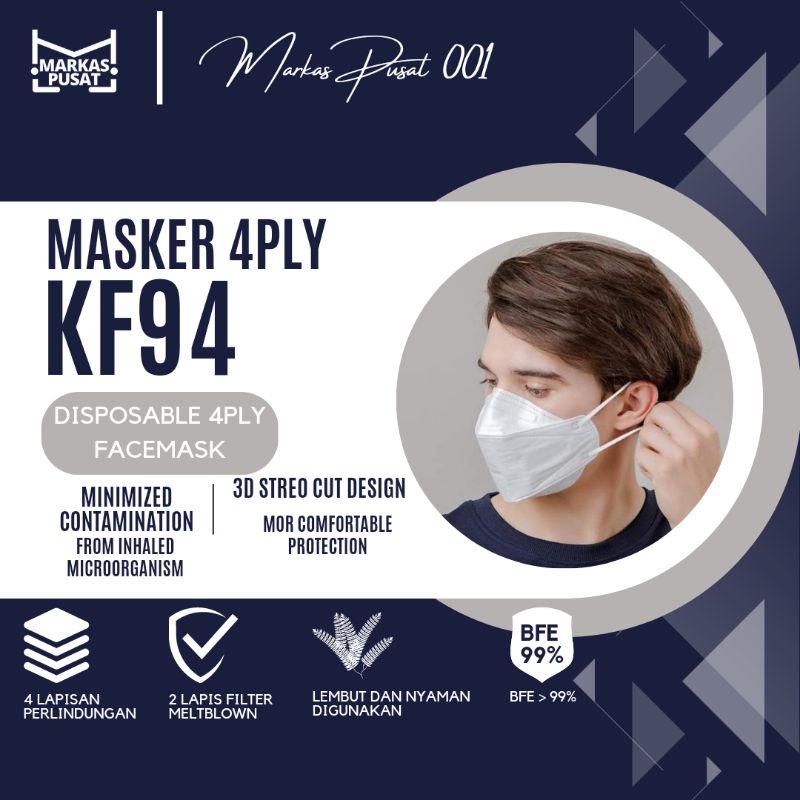 Jual Masker KF94 4Ply Evo 3D Proctection Mask Isi 50Pcs Masker KF94 4