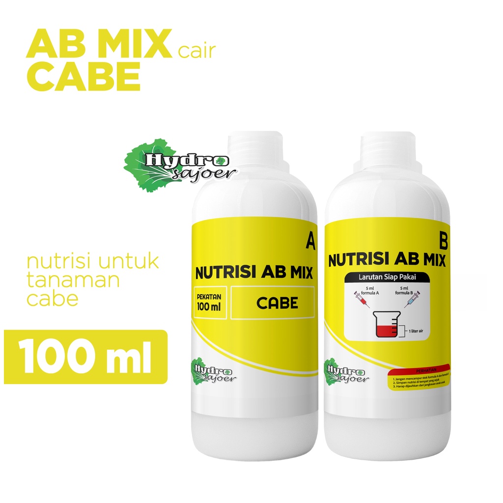 Jual Nutrisi Hidroponik AB Mix Cair Cabe Cabai Instant Siap Pakai 100