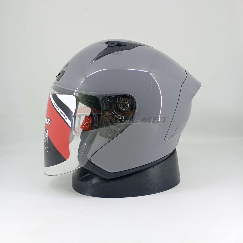 Jual Helm Half Face Njs Kronoz Solid Stone Grey Gloss New Original