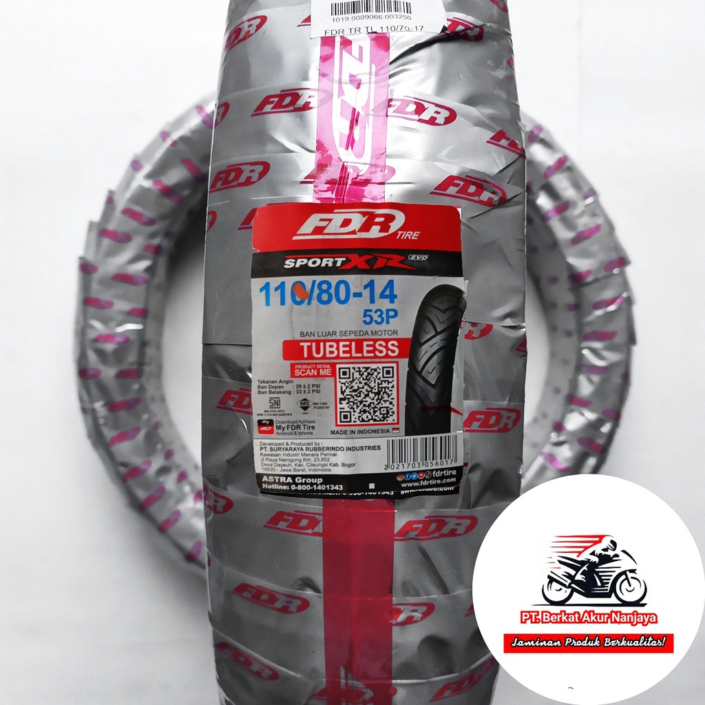 Jual Ban FDR Sport XR Evo 110 80 14 Tubeless Ban Depan Aerox Vario