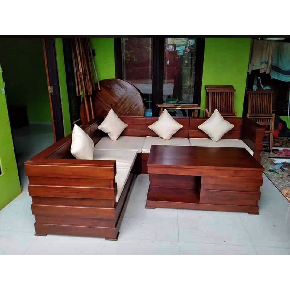 Jual Kursi Sudut Tamu Minimalis Box Kayu Jati Shopee Indonesia