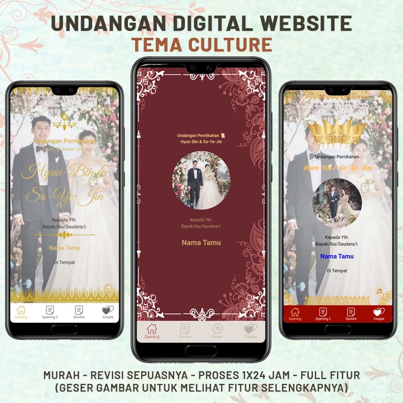 Jual Undangan Digital Pernikahan Adat Jawa Sumatera Minang Arab Dan