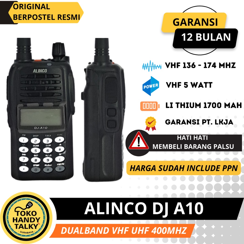 Jual HANDY TALKY ALINCO DJ A10 DJ W10 VHF 136 174MHZ NEW ORIGINAL