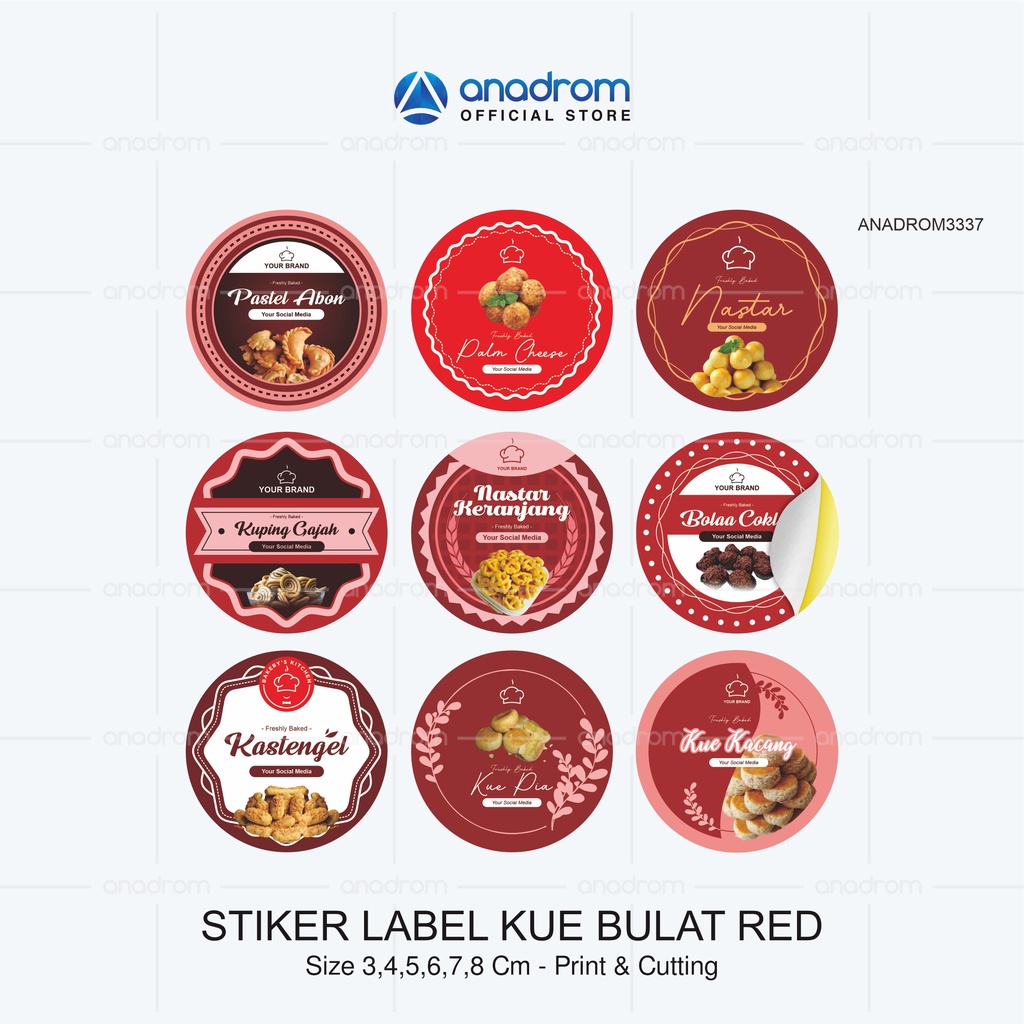 Jual Stiker Label Kue Bulat Red Sticker Label Kue Kering Anadrom