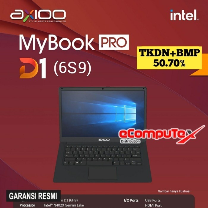 Jual LAPTOP AXIOO MYBOOK PRO D1 6S9 INTEL N4020 6GB 1TB 14 HD TKDN