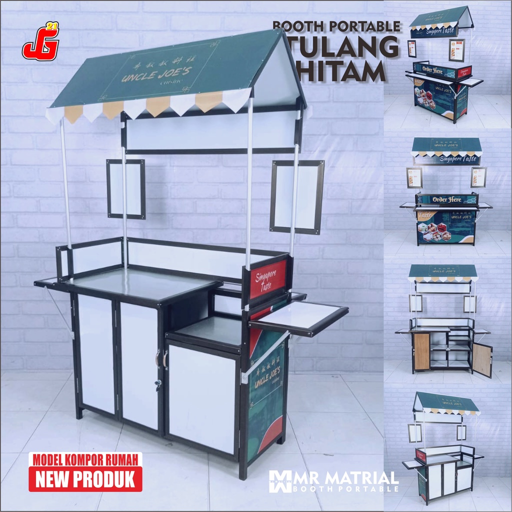 Jual Booth Portable Atap Rumah Komplit Kompor Tulang Hitam Gerobak