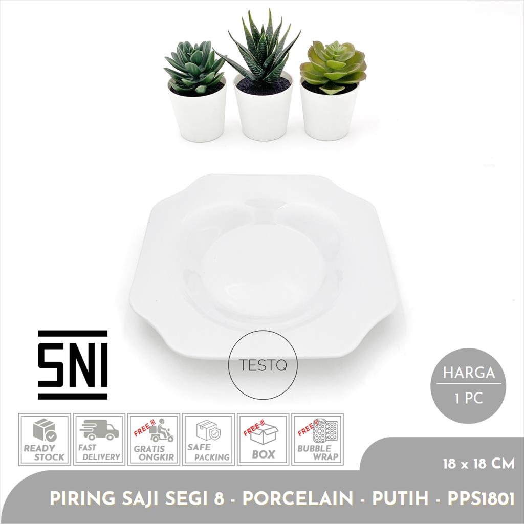 Jual Piring Porselen Segi 8 Kotak Putih Serving Dinner Octagonal Plate